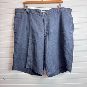 Madda Fella Men's 100% Linen Shorts Navy Blue  Pockets Logo Size 40 Inseam 9”